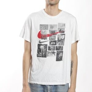 Nike Tee Men's White Graphic T-Shirt Basketball Theme‎ Size Large